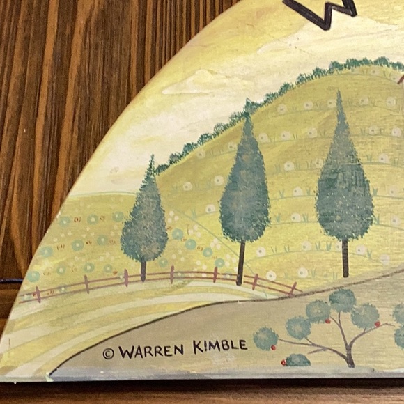 FINAL SALE PRICE Warren Kimble Signed Wooden Half Circle Welcome Painting - Picture 2 of 6